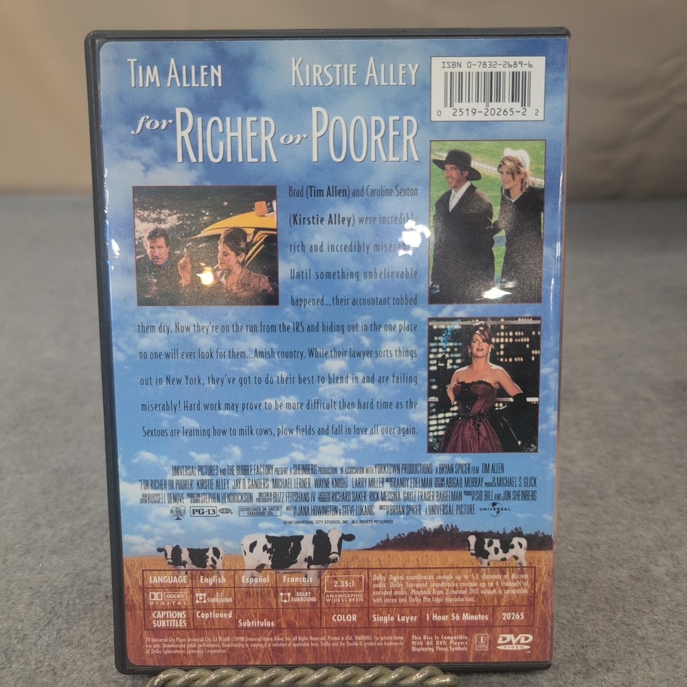 For Richer or Poorer DVD Widescreen Tim Allen Kirstie Alley Comedy 1997 PG-13 - Picture 2 of 2